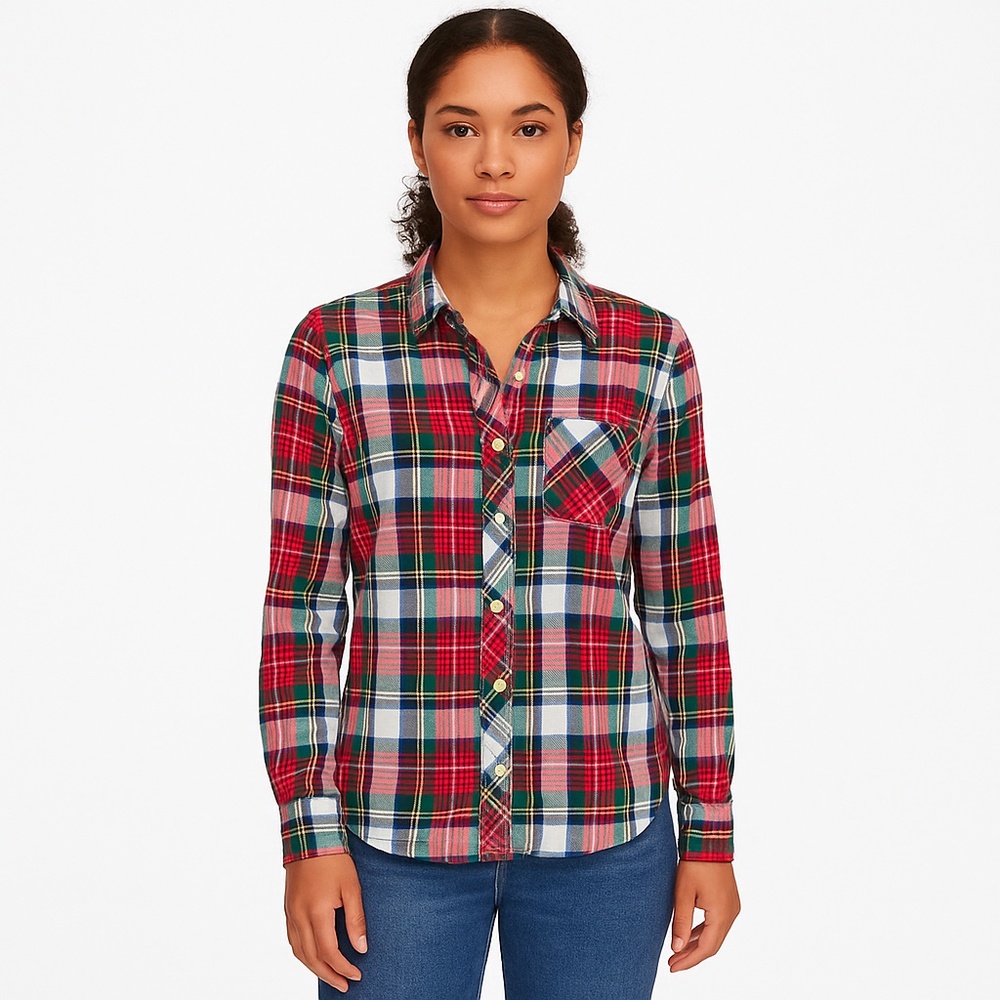 GAP Red and Green Plaid Button-Down Shirt